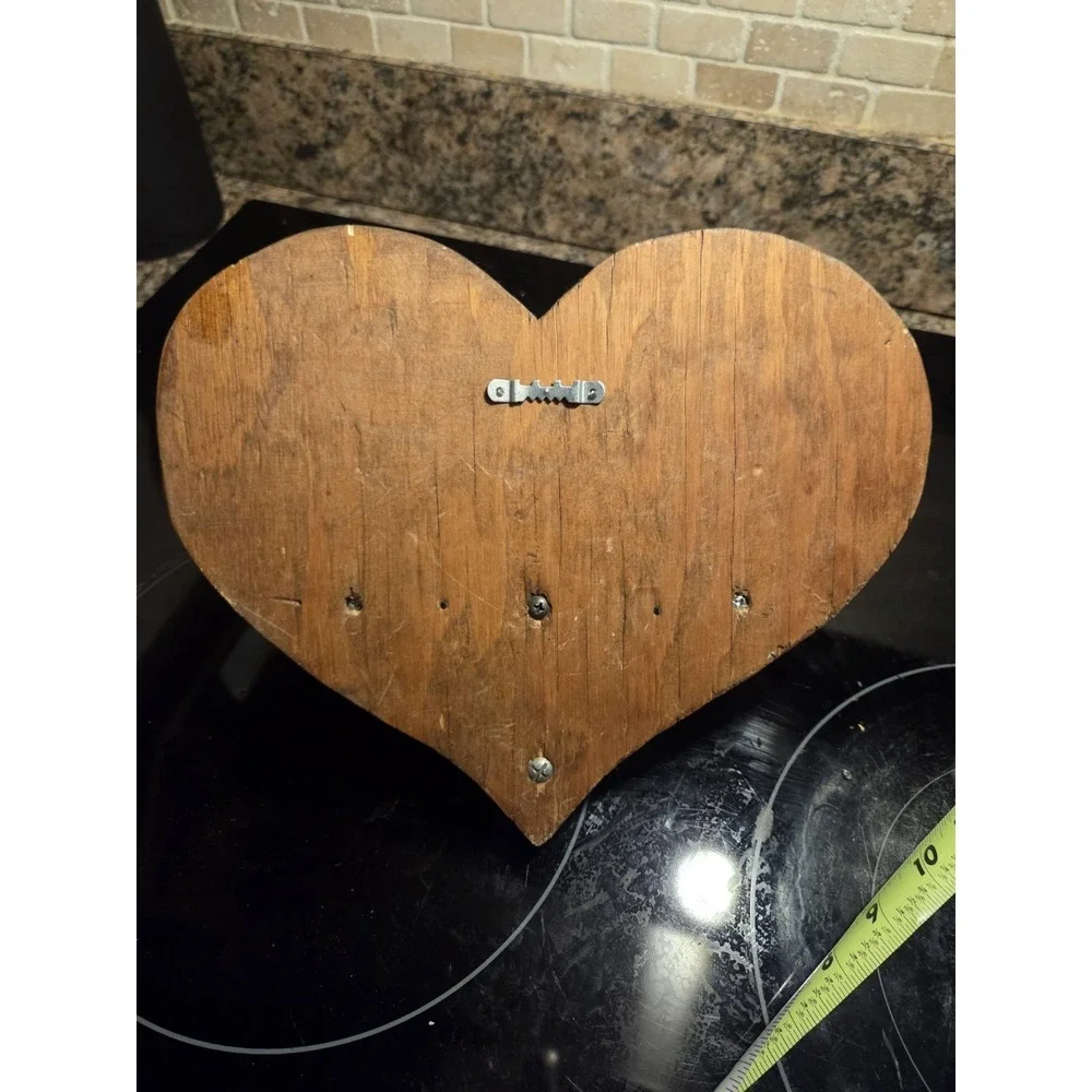 Vintage Handmade Wooden Heart Peg Shelf